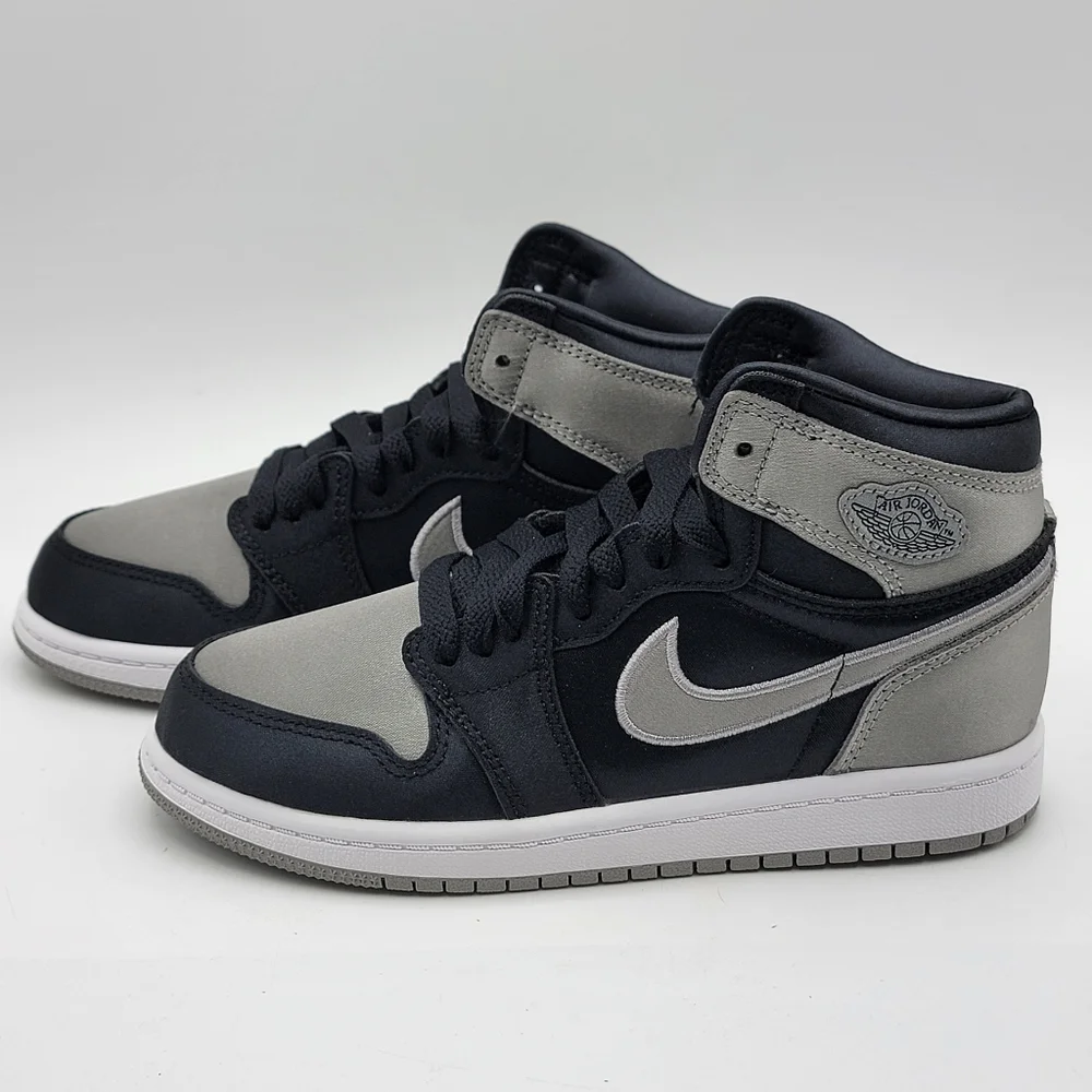 NIB!! NWT!! Air Jordan High-Top Sneakers‎ in Black and Gray Satin Finish SIZE 1Y